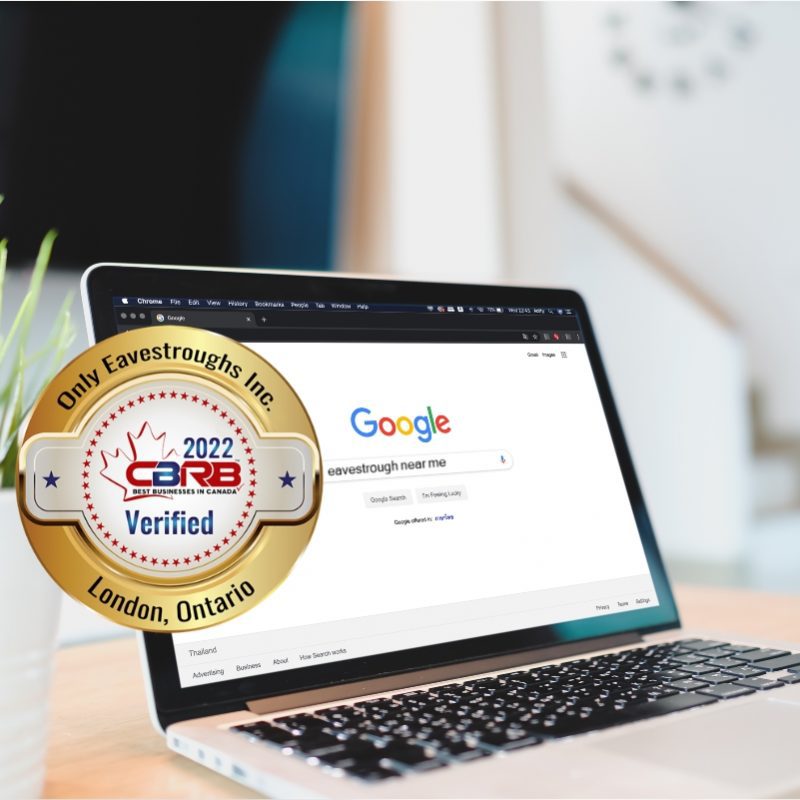 CBRB verified badge on computer searching eavestrough near me